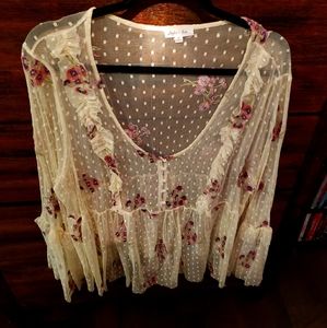 Skyler and jade long sleeve shear floral shirt